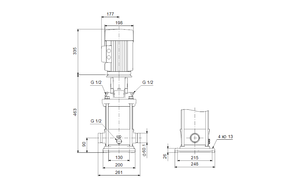GRUNDFOS Mehrstufige Inlinepumpe CRNE 15-3 Art. 96512751