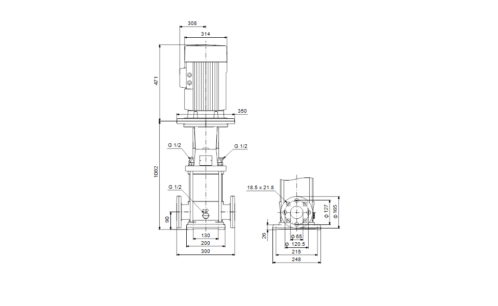 GRUNDFOS Mehrstufige Inlinepumpe CRNE 20-14 Art. 96512911