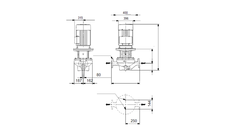GRUNDFOS Einstufige Inlinepumpe TP 80-700/2 A-F-A-GQQE Art. 96108716