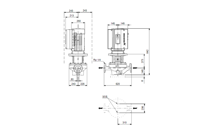 GRUNDFOS Einstufige Inlinepumpe TPE 80-270/4-S A-F-A-BAQE Art. 96900291