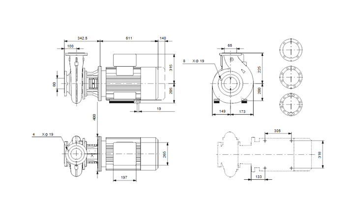 GRUNFOS Einstufige Blockpumpe NB 65-200/217 AASF2AESBQQERW1 Nr. 98978642
