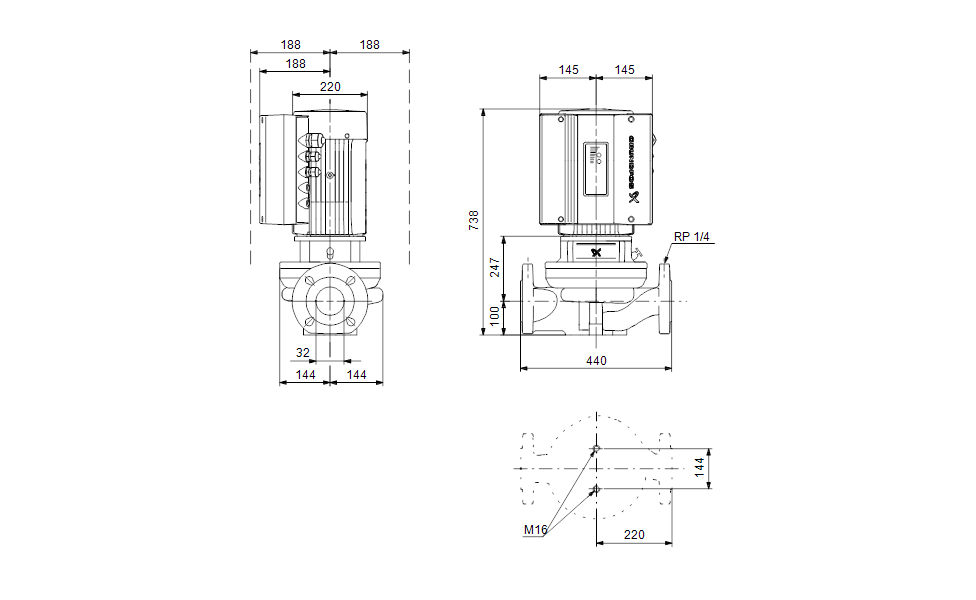 GRUNDFOS Einstufige Inlinepumpe TPE 32-580/2-S A-F-A-BAQE Art. 96397015