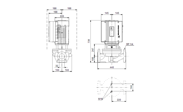 GRUNDFOS Einstufige Inlinepumpe TPE 32-580/2-S A-F-A-BAQE Art. 96397015
