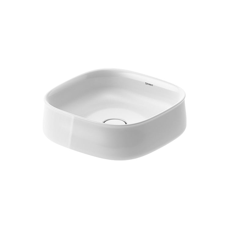 Duravit Aufsatzwaschbecken quadratisch 42 cm, mit Korrektur, ohne Überlauf und Rand für die Armatur, Weiß, glänzende Oberfläche ZENCHA 2373420079