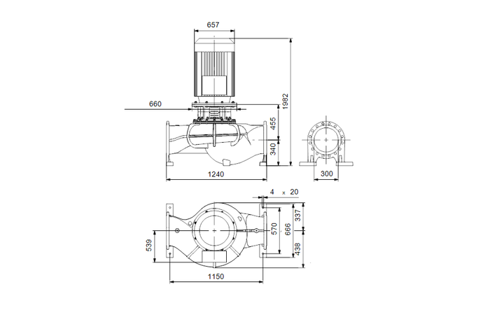 GRUNDFOS einstufige inlinepumpen TP 300-550/4 A3-F-O-DAQF-YW3 Art. 99087225