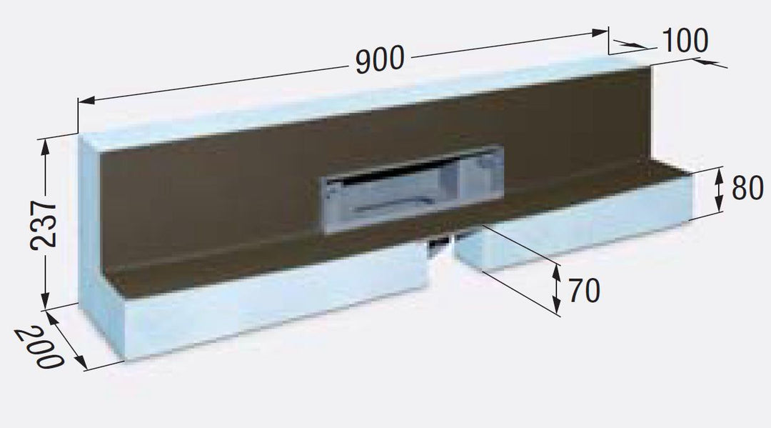 KESSEL Einbauboard 900 mit Wandablauf Scada Grundkörper LED RGB und Ablaufblende (Wave)