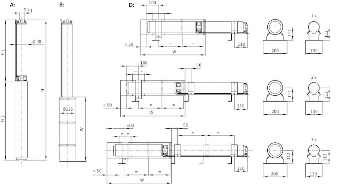 Wilo Unterwassermotor-Pumpe Sub TWU 4-0813-C-QC,Rp 2,3x400V,2.2kW