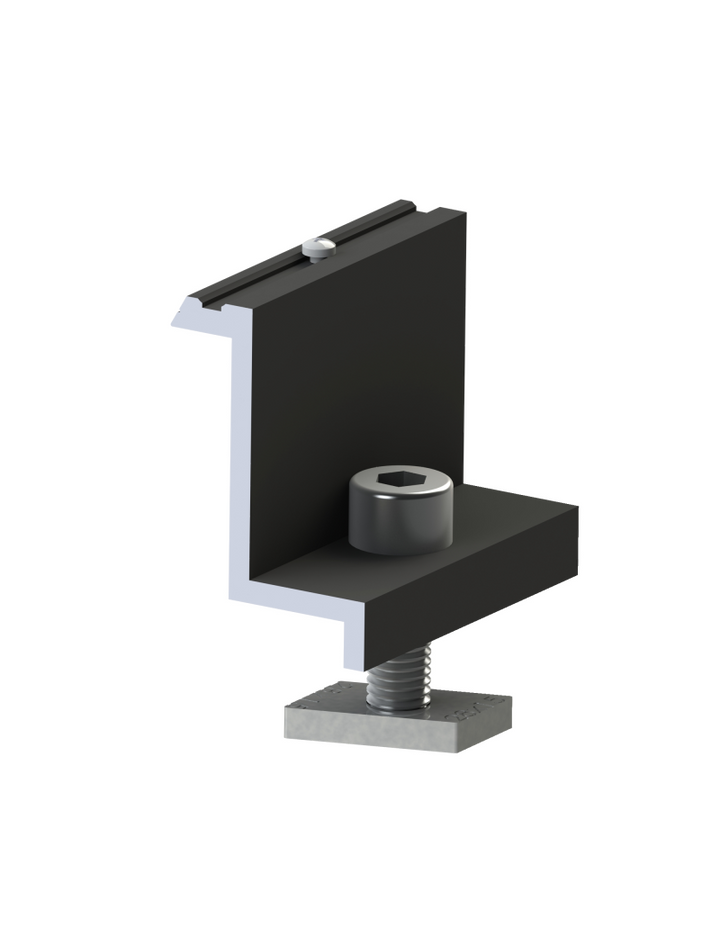 ALUMERO Endklemme 35 schwarz mit Stiften + Schraube M8x30
