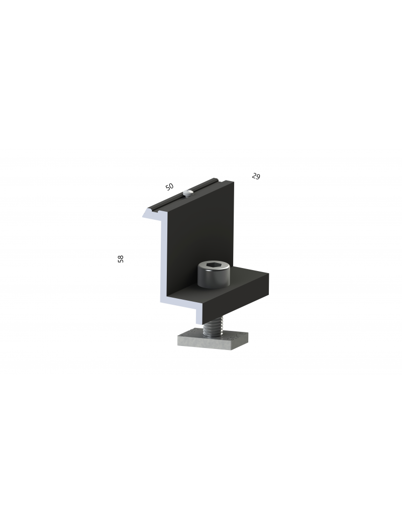 ALUMERO Endklemme 35 schwarz mit Stiften + Schraube M8x30