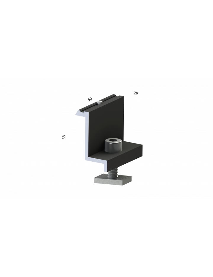 ALUMERO Endklemme 35 schwarz mit Stiften + Schraube M8x30