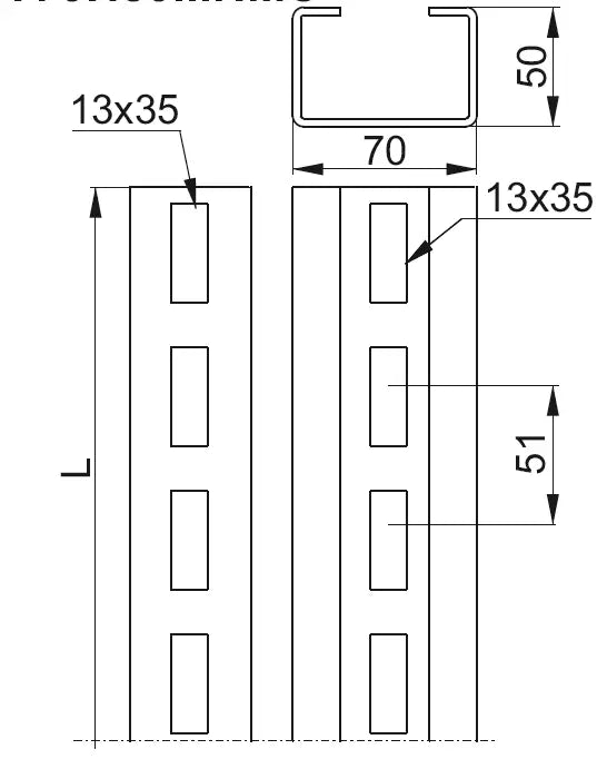 Baks U-Profil verstärkt CWT70H50/3.2NMC