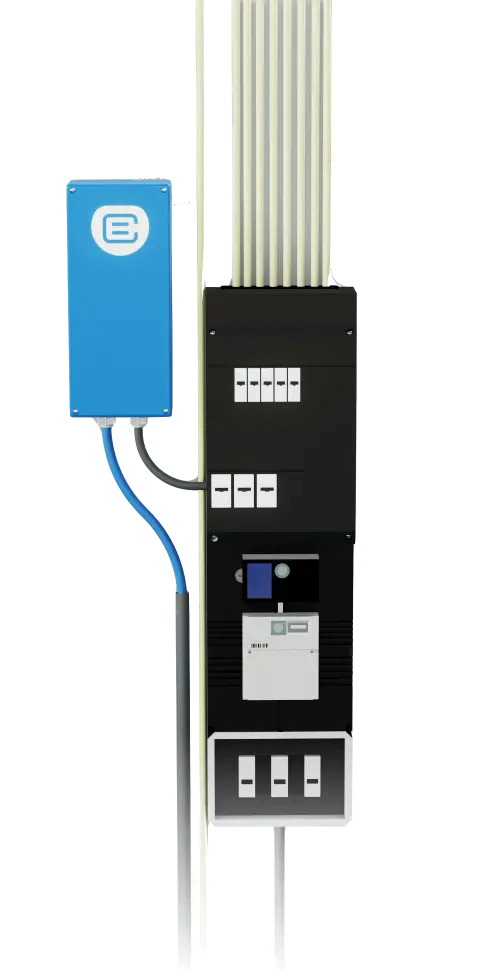Blue Current Versteckter Ladestation 20m Schwarz Kabel 32A Typ 2
