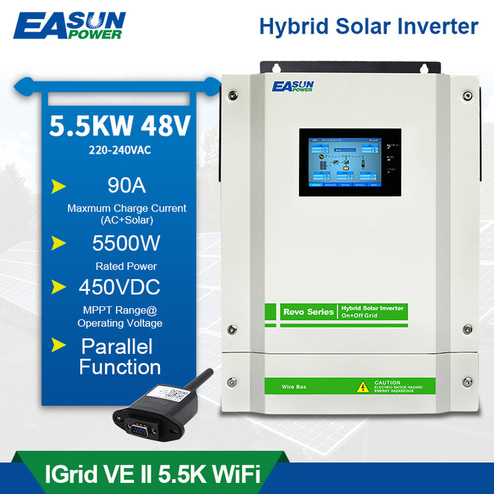 Easun Power Hybrid Wechselrichter 5500 W 90 A MPPT-Ladegerät 220 V 48 V 5,5 kW
