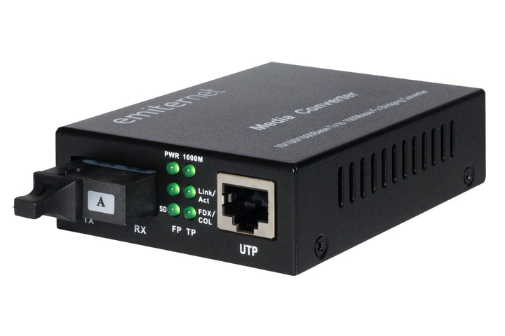 Emiter Glasfaserkonverter WDM Ethernet 10/100/1000 Mbps RJ45 / 1xSC SM 9/125 (Tx 1310nm / Rx 1550nm) 20km