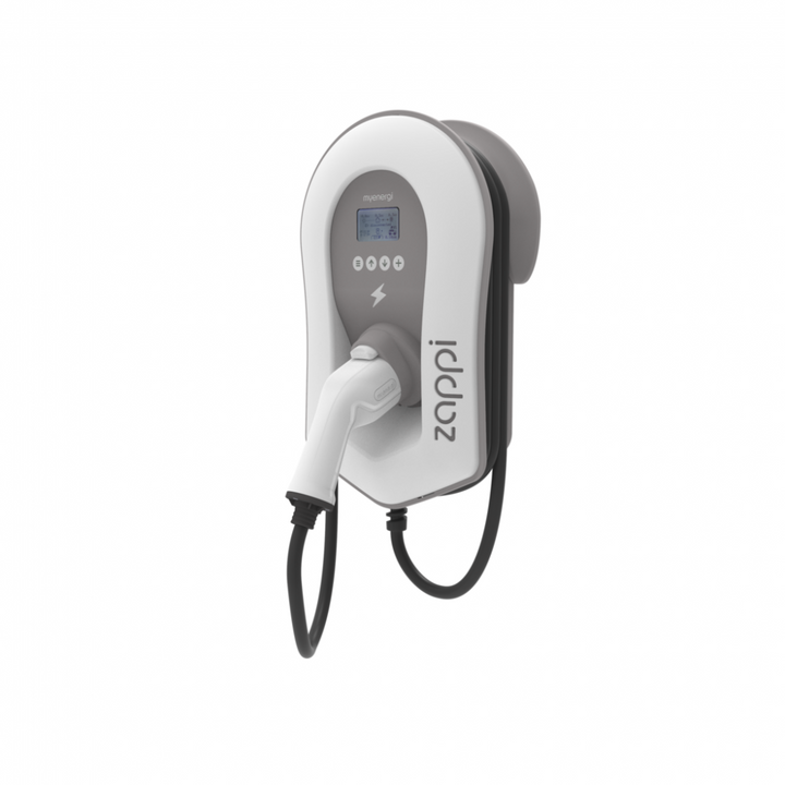 Myenergi ZAPPI-207TW V2 7kW Ladestation - Kabel angebunden - Weiß mit eingebautem Hub