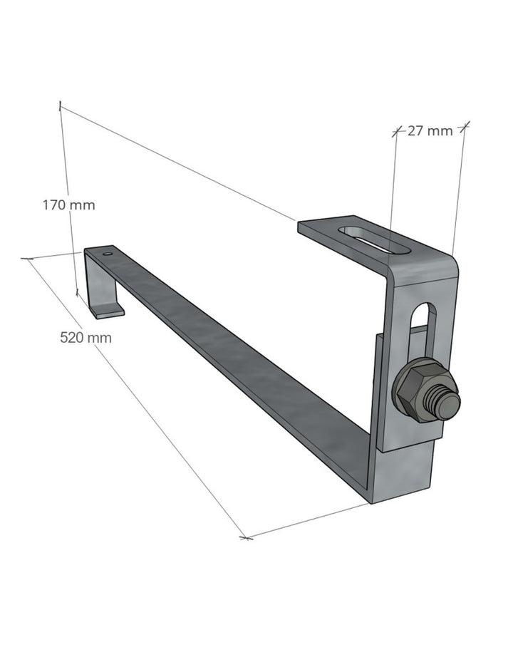 SOLTEC S-Typ-Edelstahlgriff - verstellbar 520 mm, Dicke 4 mm