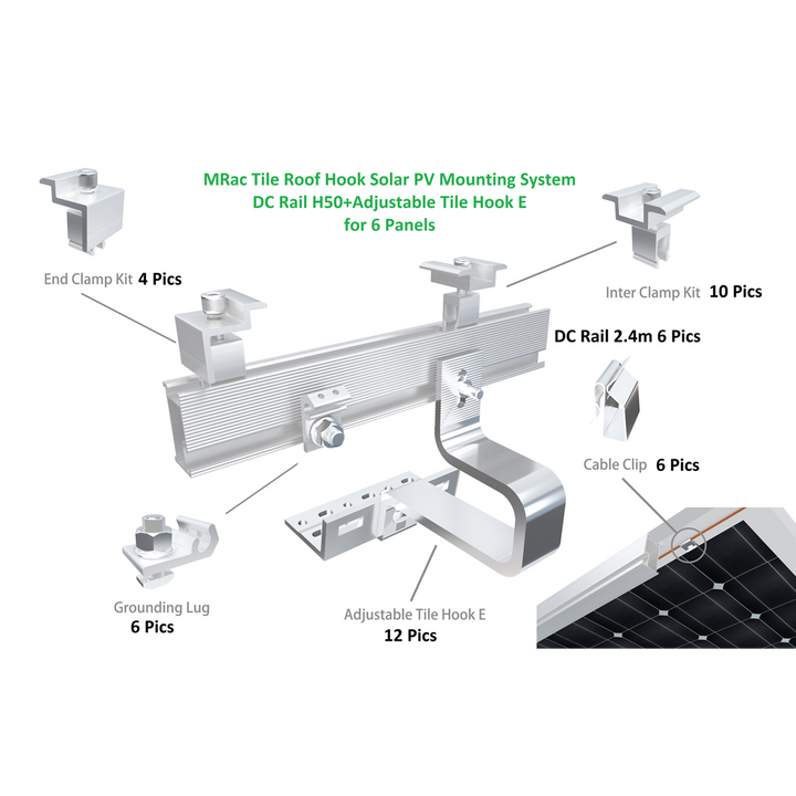 Solar Halterung PV-Halterung Hook E für Ziegeldach Montageset für 6 Module