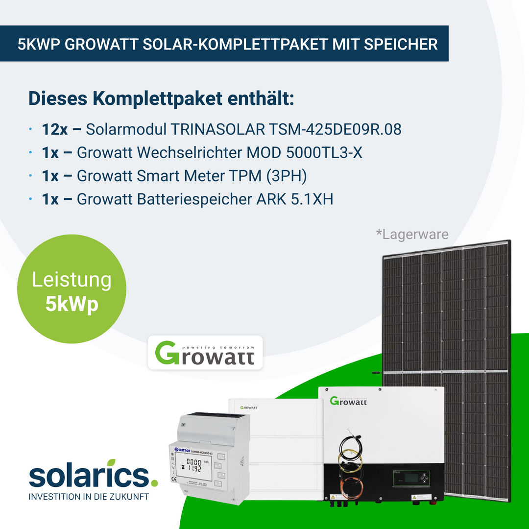 5kWp GROWATT Solar-Komplettpaket mit Speicher