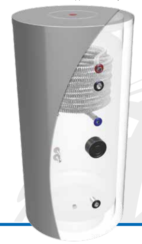 Solimpeks SOLITANK Vertikal stehender Warmwasserspeicher/Wärmetauscher 500L mit Wärmetauscher 3,83 m2