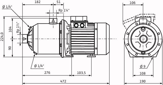 Wilo Hochdruck-Kreiselpumpe Economy MHI 804-2/V/1-230-50-2,G11/2/G11/4,1.5kW