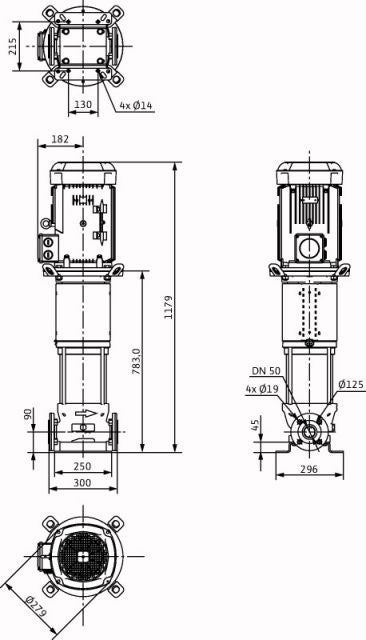Wilo Hochdruck-Kreiselpumpe Helix V5202-3/16/E/K/400-50,DN80,7.5kW