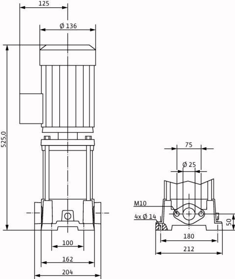 Wilo Hochdruck-Kreiselpumpe MVIL 108-16/E/1-230-50-2,DN32,0.75kW